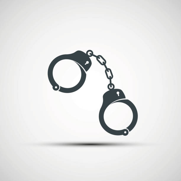 wektorowe ikony z kajdanek - handcuffs stock illustrations