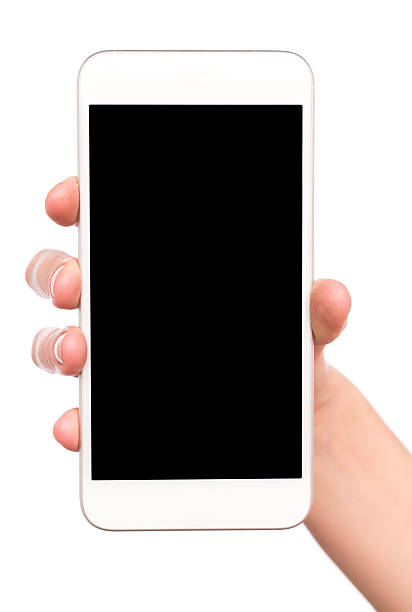 istock Woman hand holding a smartphone with blank screen 489960408