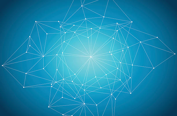 niebieskie tło technologii i przestrzeń ilustracja. high-tech tle - triangle backgrounds connection three dimensional shape stock illustrations