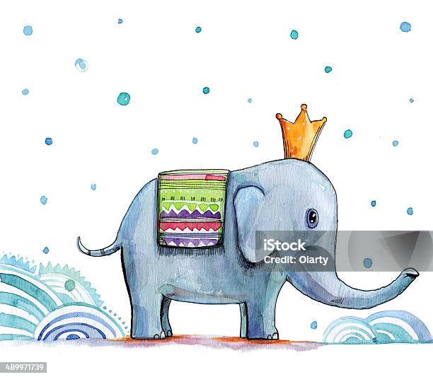 Drawing Watercolor Cute Blue Elephant Stock Illustration - Download Image Now - Abstract, Animal, Animal Body Part