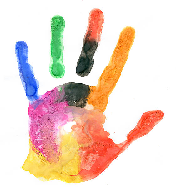 istock Close up of colored hand print on white 489972995