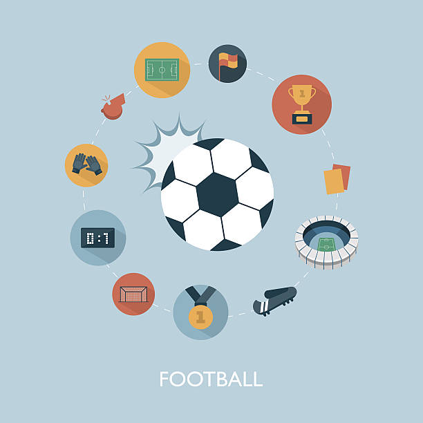 벡터 일러스트레이션 현대적이다 축구 컨셉입니다 - soccer international team soccer concepts and ideas built structure stock illustrations