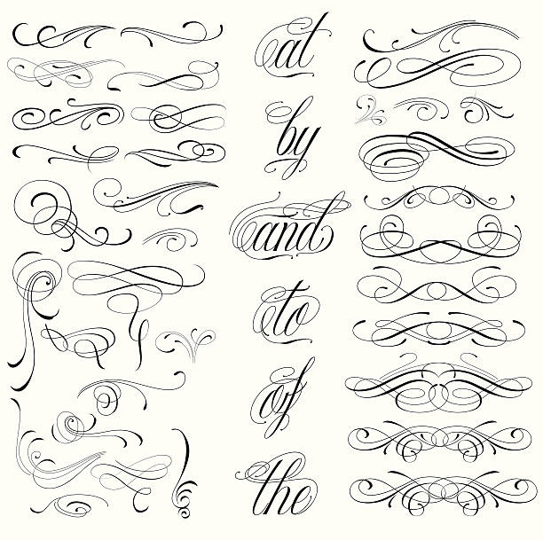 illustrations, cliparts, dessins animés et icônes de éléments de tatouage - frame growth calligraphy ornate