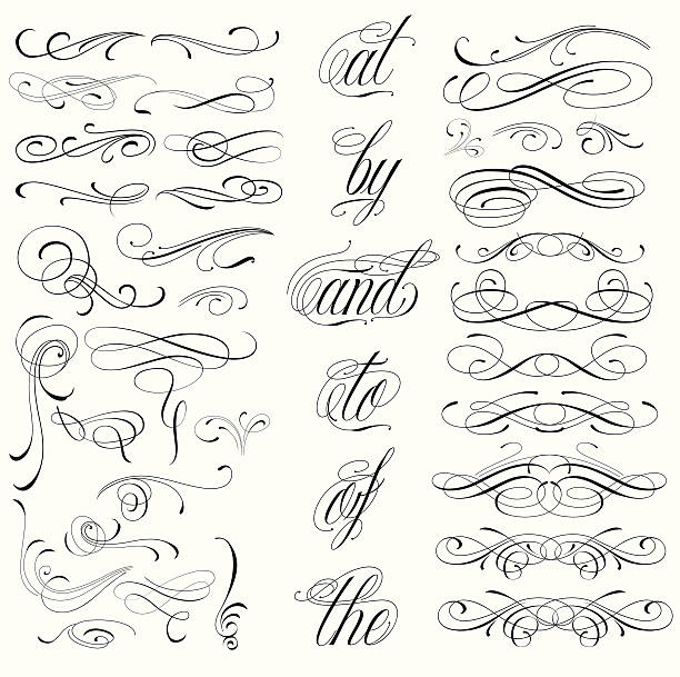 stockillustraties, clipart, cartoons en iconen met tattoo elements - kalligrafie