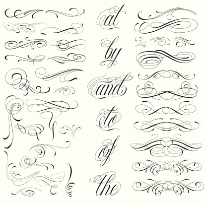 Handmade tattoo lettering and decorative elements