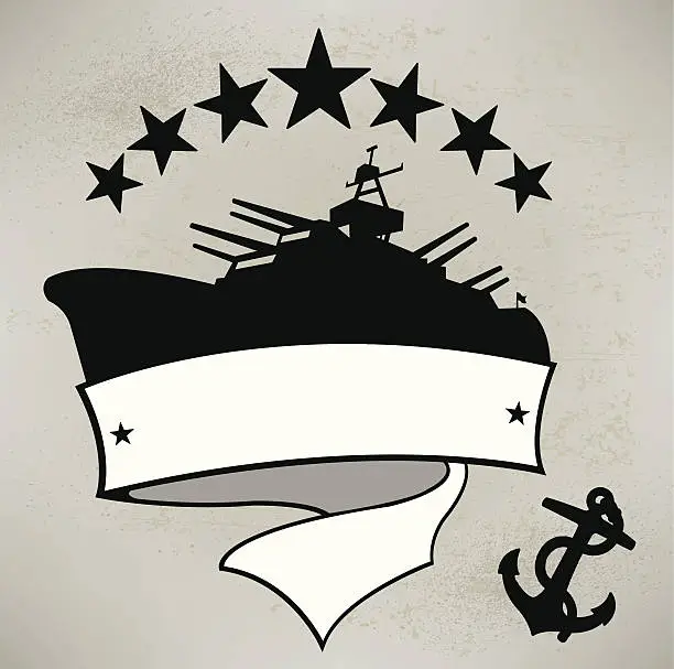 Vector illustration of Battleship Banner - World War Two