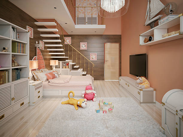 istock Children's room in a marine style 489975812