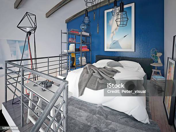 Bedroom Loft Style Stock Photo - Download Image Now - Closet, Neat, 2015