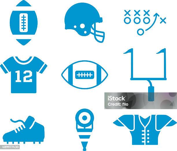 Símbolos E Ícones De Futebol - Arte vetorial de stock e mais imagens de Símbolo de ícone - Símbolo de ícone, Capacete de Futebol Americano, Caderno do treinador