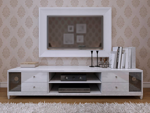 istock TV on the wall in a white frame. 489982022