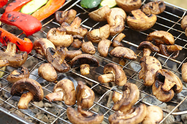 istock zucchini, eggplant, peppers and mushrooms prepared Grilled 489982046