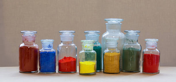 istock Apothecary bottles with artists pigments 489985396