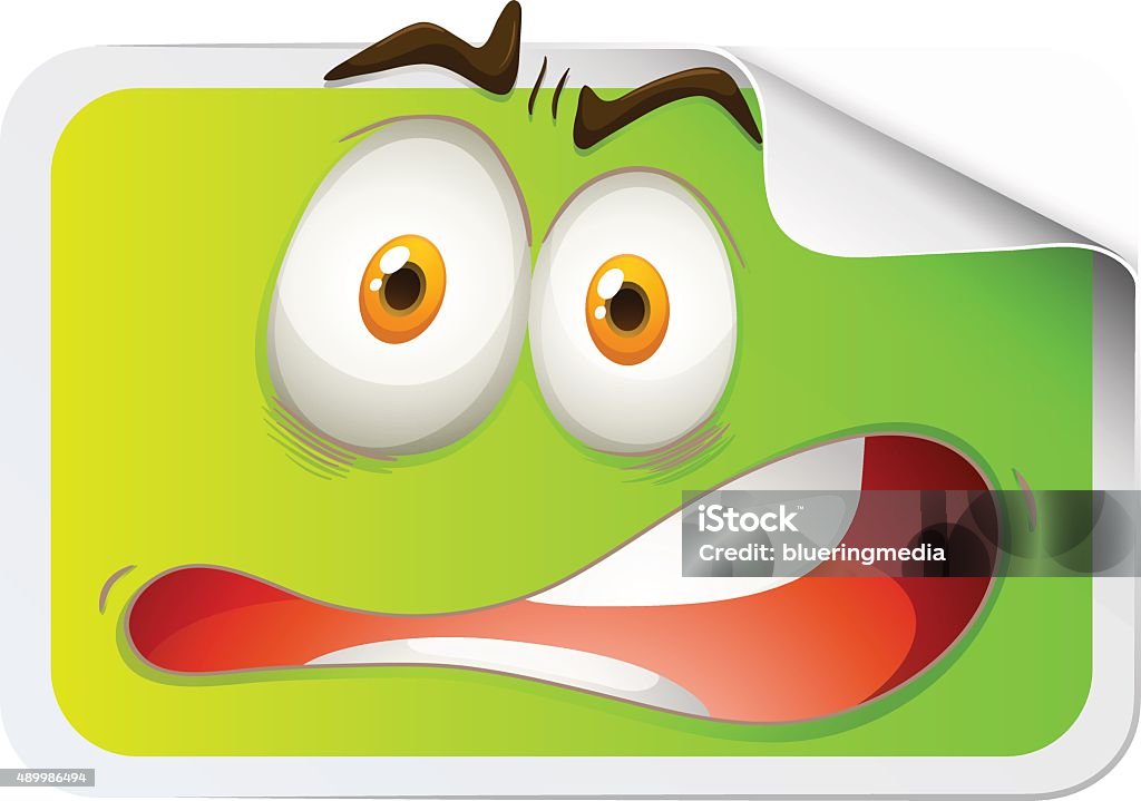 Scared Sticker Tag Rectangular Sticker Scared Face Stock Illustration - Download Image Now ...