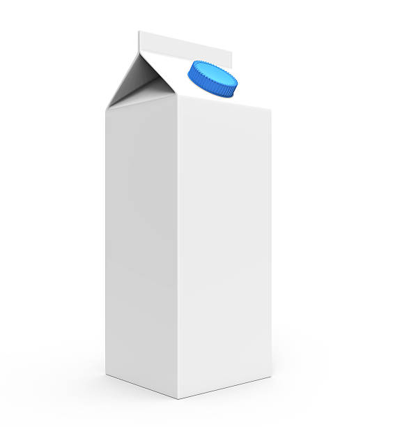 istock Juice, milk white carton box with blue cap 489987292