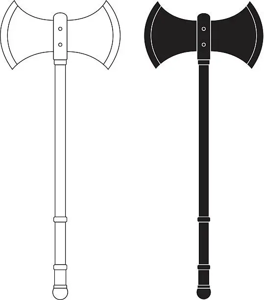 Vector illustration of Medieval executioner double-sided ax