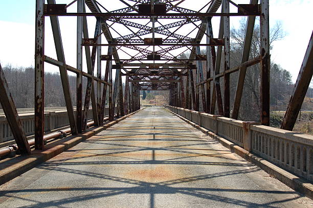 istock Old and closed steel skeleton type bridge 489988756