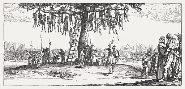 The gallows tree. Engraving from 