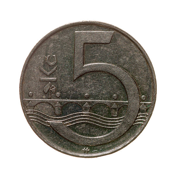 istock five Czech crowns coin isolated on white background. top view 490014646
