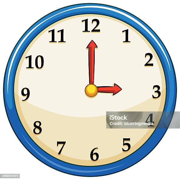 Rounc Clock Red Needles Stock Illustration - Download Image Now - 3 O'Clock, 2015, Circle
