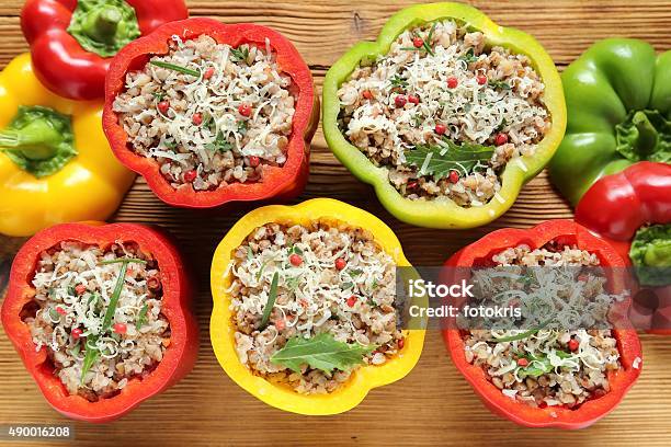 Stuffed Peppers Stock Photo - Download Image Now - 2015, Appetizer, Buckwheat