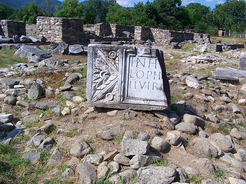 The frontispice of roman forum in Ulpia Traiana Sarmizegetusa, Romania.