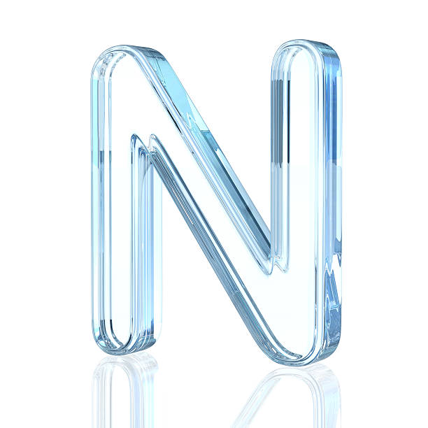 стеклянные буквой n - alphabet letter n three dimensional shape glass стоковые фото и изображения