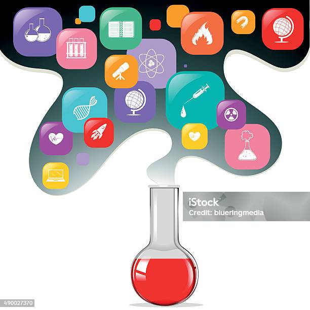 Smashed Symbol Science Chemical In Flask And Other Science Symbols Stock Illustration ...