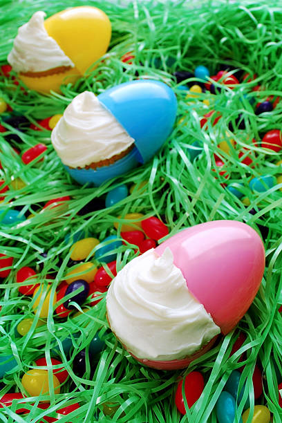 Cupcakes in an Easter Egg Row stock photo