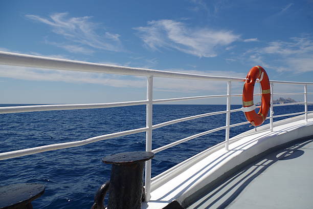 istock Boat deck, handrail, France 490042074