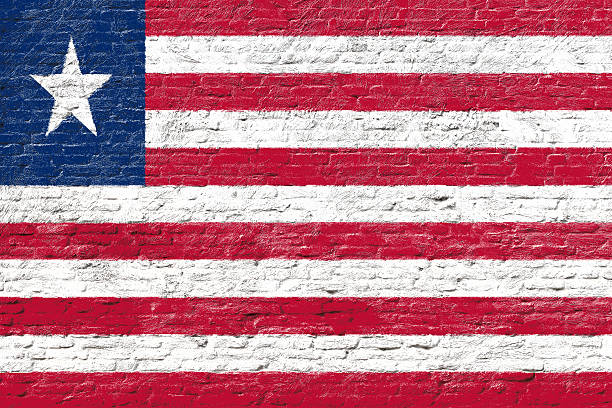 istock Liberia - National flag on Brick wall 490043236