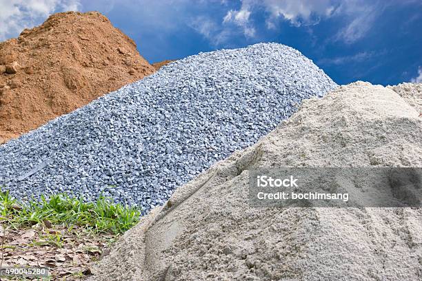 Stone Sand And Mounds For Construction Stock Photo - Download Image Now - Sand, Gravel, Construction Industry
