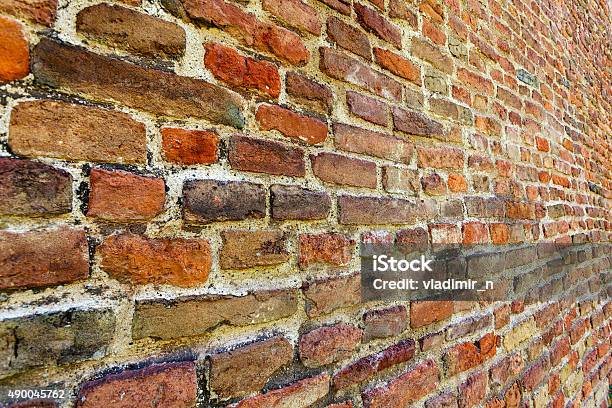 Orange Old Brick Wall Stock Photo - Download Image Now - 2015, Abstract, Antique