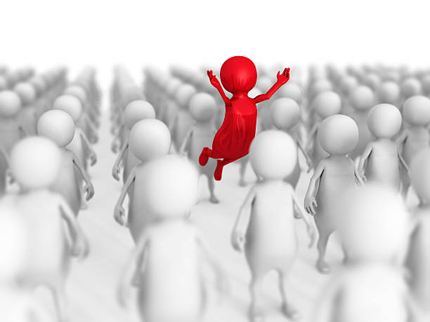 istock Different 3d Person Out From Crowd. Leadership Concept 490045924
