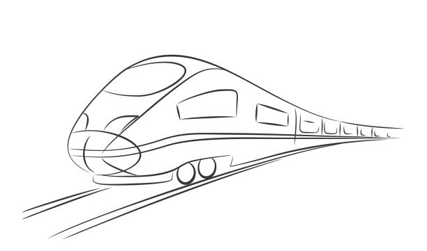 high-speed-train. - electric train illustrations stock-grafiken, -clipart, -cartoons und -symbole