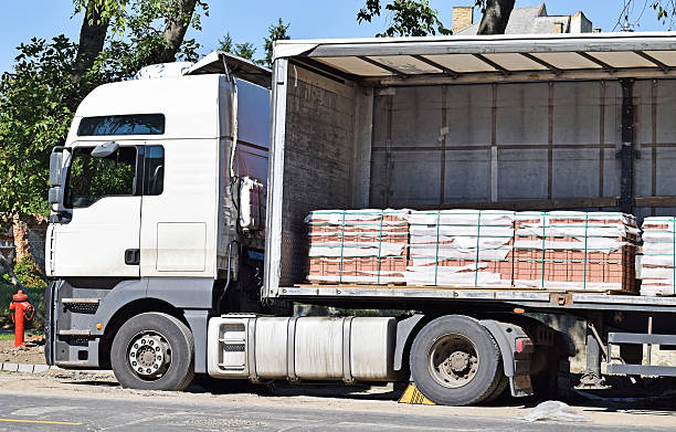 istock Truck delivers paving stones 490048406
