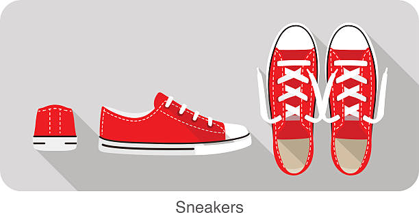 stary styl buty sportowe buty - shoe single object isolated red stock illustrations