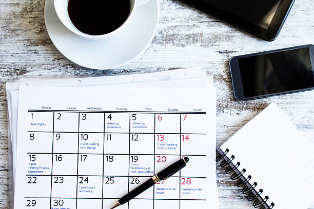 istock Checking monthly activities in the calendar 490048668