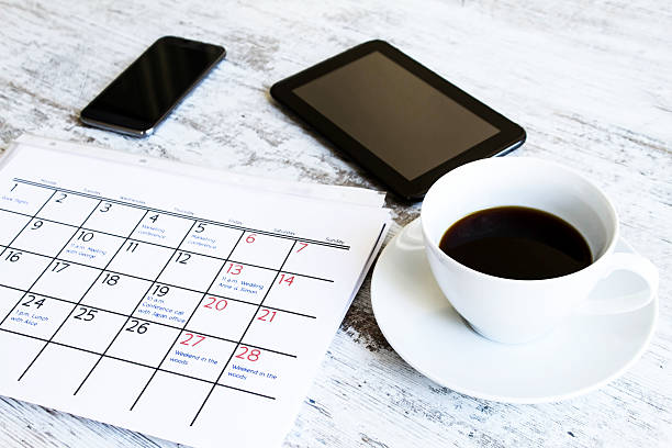 istock Checking monthly activities in the calendar 490048862