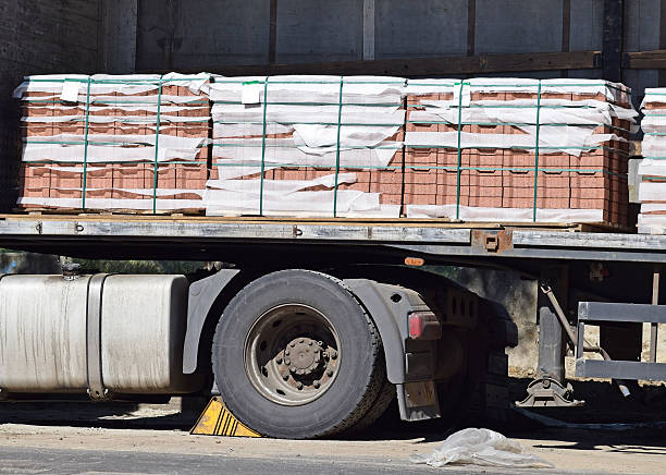 istock Truck loaded with paving stones 490049444