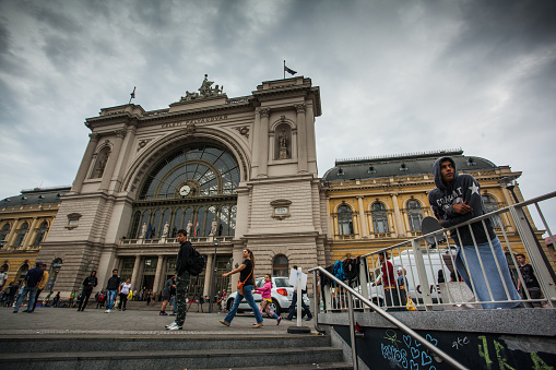 Budapest, Hungary - September 4, 2015: War refugees at the Keleti Railway Station, Refugees are arriving constantly to Hungary on the way to Germany. 4 September 2015 in Budapest, Hungary.