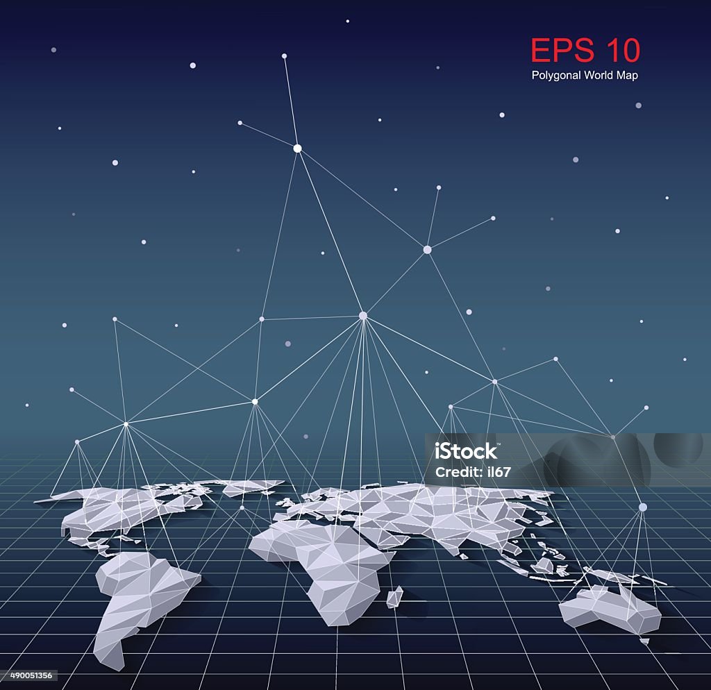 Polygonal carte du monde - clipart vectoriel de 2015 libre de droits