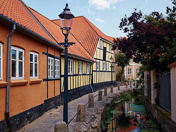 istock Typical small street with old houses Denmark 490053026