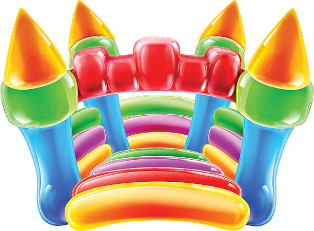 illustrazioni stock, clip art, cartoni animati e icone di tendenza di castello gonfiabile - inflatable castle play playground