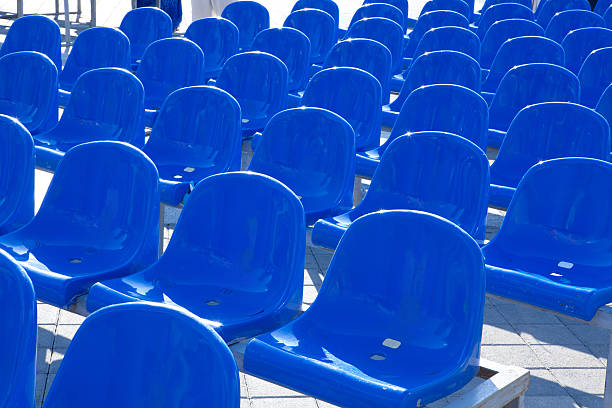 istock Blue Plastic Stadium Seats Outdoors 490064093