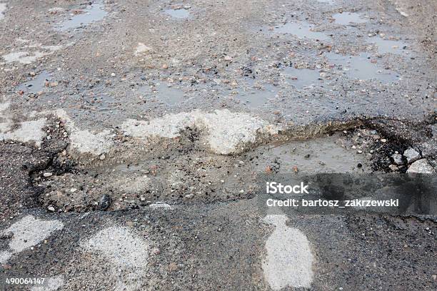 Of Holes Road For Cars Stock Photo - Download Image Now - Asphalt, Broken, Car