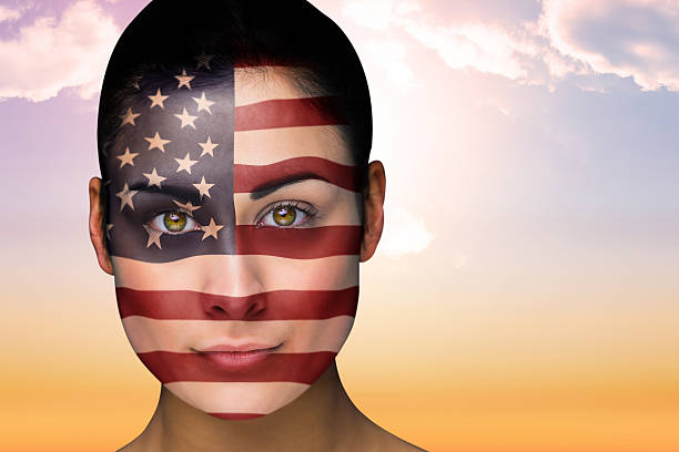istock Beautiful brunette in america facepaint 490064171
