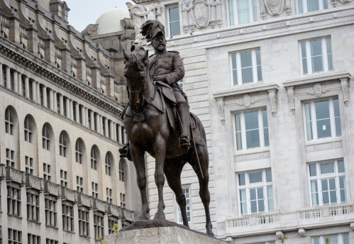 Edward VII statue - Liver Building in Liverpool.