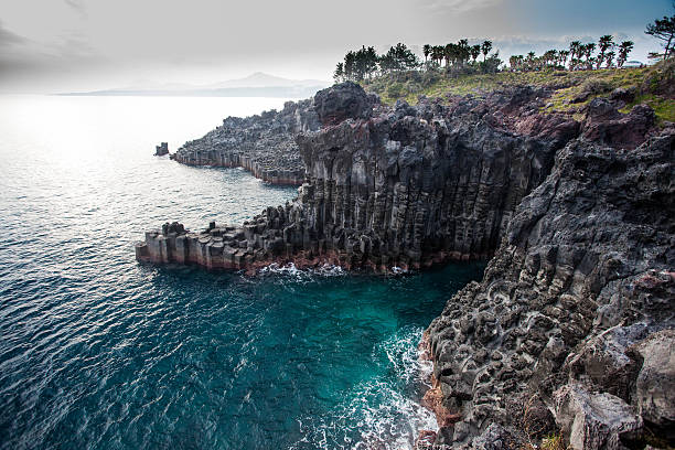 istock Beach with volcanic columnar jointing,Jeju Island, Korea 490064889