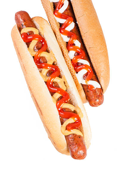 istock Hot dogs with mustard and ketchup 490066357