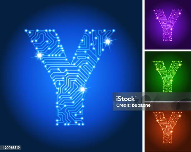 Buchstabe Y Auf Blau Circuit Farbeset Stock Vektor Art und mehr Bilder von Alphabet - Alphabet, Blau, Buchstabe Y